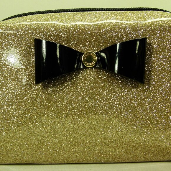 Victoria's Secret Cosmetic Bag Gold Griller Bow - Picture 2 of 4